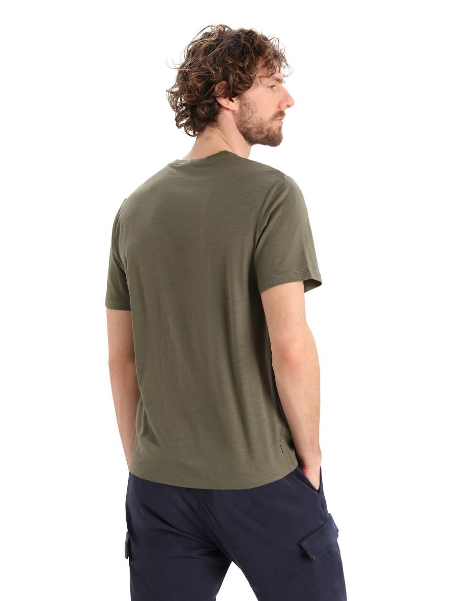 Loden Icebreaker Merino Tech Lite II Short Sleeve Mountain Geology Men's T Shirts | AU 1181TCEV